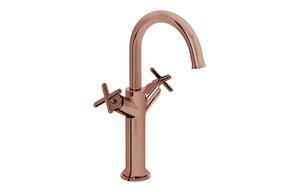 VitrA Origin Classic Tall Basin Mixer (Cross Handles) - Soft Copper